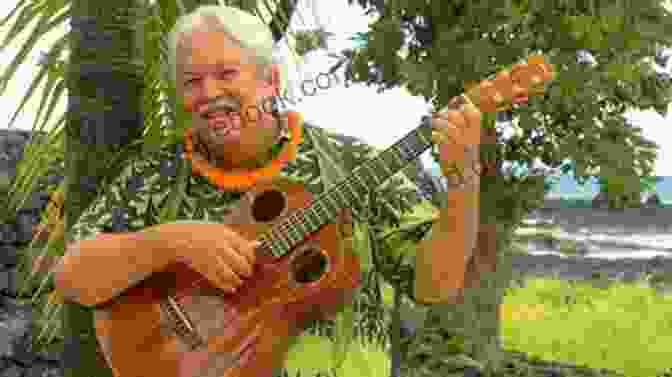 A Beautiful Old Time Hawaiian Slack Key Guitar With Intricate Engravings On Its Body And Neck. Old Time Hawaiian Slack Key Guitar