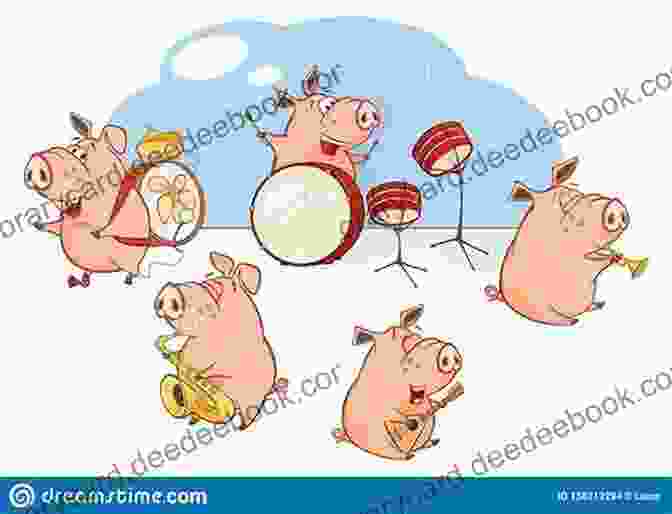 A Group Of Pigs Playing Various Musical Instruments, Including A Trumpet, Saxophone, And Drums. The Barnyard Talent Show: A Beautifully Illustrated Rhyming Picture For Children Of All Ages