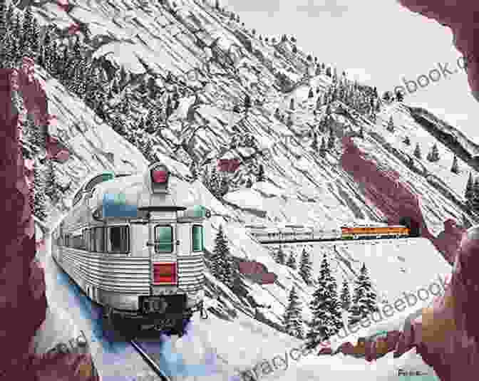 A Photograph Of A California Zephyr Train Passing Through The Rocky Mountains. The Train Is Painted In A Striking Silver And Blue Livery, And It Is Dwarfed By The Towering Peaks Around It. The End Of The Line