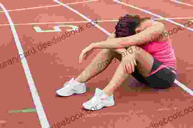 A Stressed Athlete Sitting On The Edge Of A Running Track, Head In Hands Beneath The Armor Of An Athlete: Real Strength On The Wrestling Mat