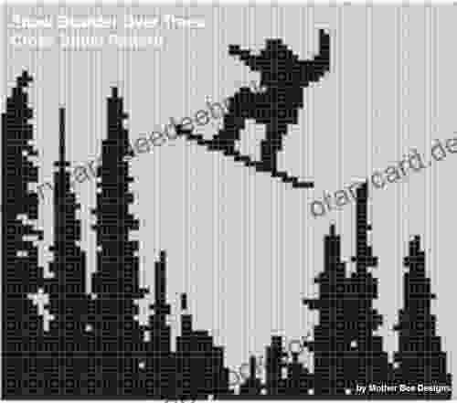 Snow Boarder Over Trees Cross Stitch Pattern